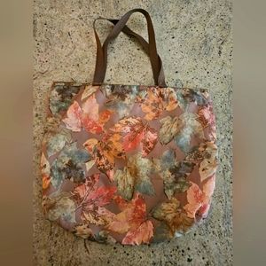 Vintage Leaf Lesportsac Zip Top Shoulder Tote Bag, Excellent Vintage Condition